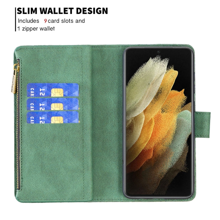 For Samsung Galaxy S21 Ultra 5G Flying Butterfly Embossing Pattern Zipper Horizontal Flip Leather Case with Holder & Card Slots & Wallet