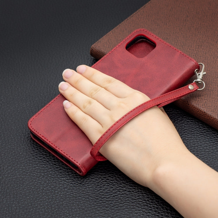 For Samsung Galaxy A22 5G Retro Lambskin Texture Pure Color Horizontal Flip PU Leather Case with Holder & Card Slots & Wallet & Lanyard