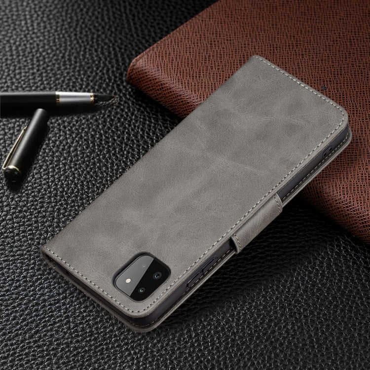 For Samsung Galaxy A22 5G Retro Lambskin Texture Pure Color Horizontal Flip PU Leather Case with Holder & Card Slots & Wallet & Lanyard