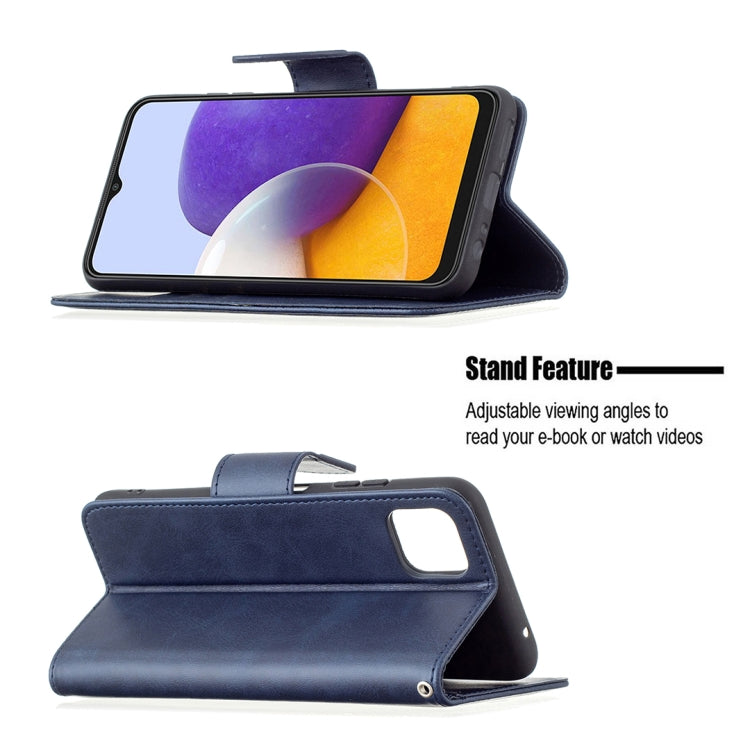 For Samsung Galaxy A22 5G Retro Lambskin Texture Pure Color Horizontal Flip PU Leather Case with Holder & Card Slots & Wallet & Lanyard
