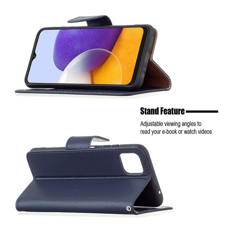 For Samsung Galaxy A22 5G Litchi Texture Pure Color Horizontal Flip Leather Case with Holder & Card Slots & Wallet & Lanyard