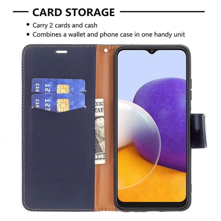 For Samsung Galaxy A22 5G Litchi Texture Pure Color Horizontal Flip Leather Case with Holder & Card Slots & Wallet & Lanyard