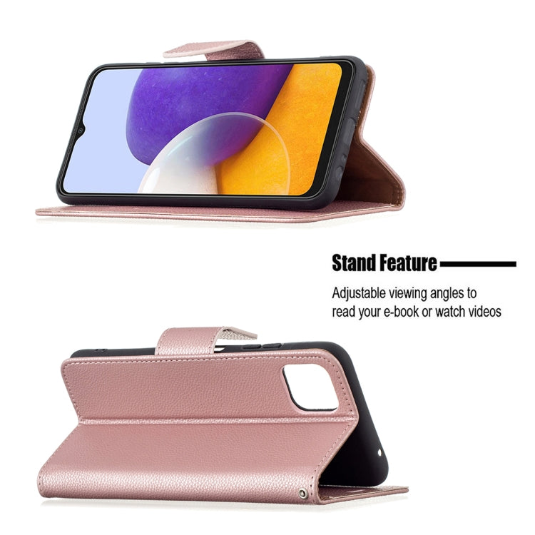 For Samsung Galaxy A22 5G Litchi Texture Pure Color Horizontal Flip Leather Case with Holder & Card Slots & Wallet & Lanyard