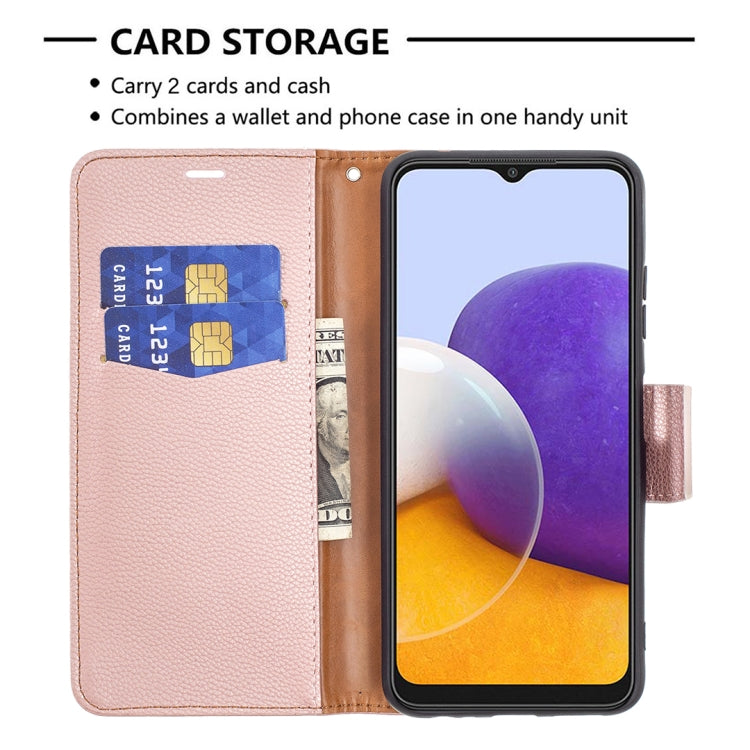 For Samsung Galaxy A22 5G Litchi Texture Pure Color Horizontal Flip Leather Case with Holder & Card Slots & Wallet & Lanyard