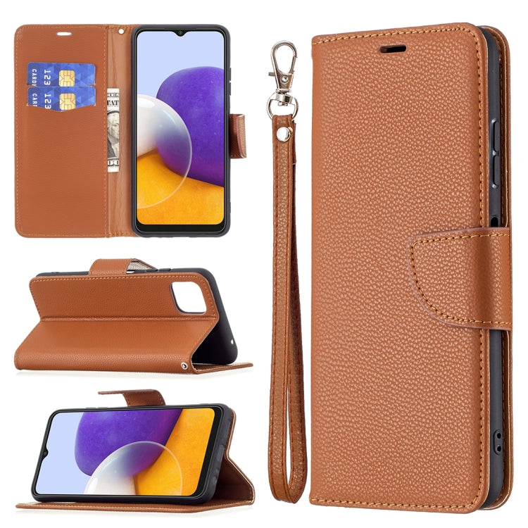 For Samsung Galaxy A22 5G Litchi Texture Pure Color Horizontal Flip Leather Case with Holder & Card Slots & Wallet & Lanyard