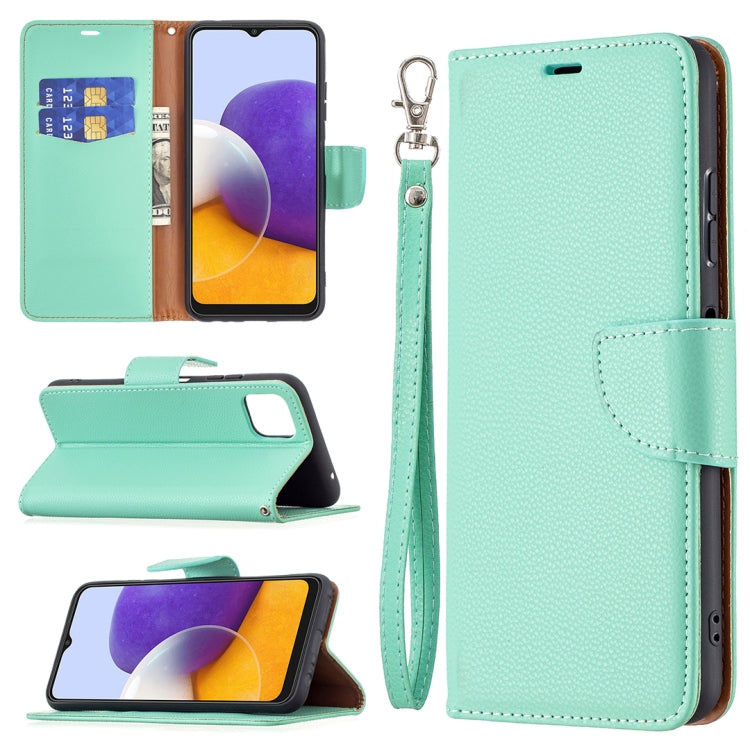 For Samsung Galaxy A22 5G Litchi Texture Pure Color Horizontal Flip Leather Case with Holder & Card Slots & Wallet & Lanyard
