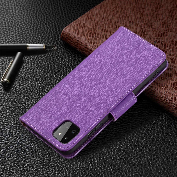 For Samsung Galaxy A22 5G Litchi Texture Pure Color Horizontal Flip Leather Case with Holder & Card Slots & Wallet & Lanyard