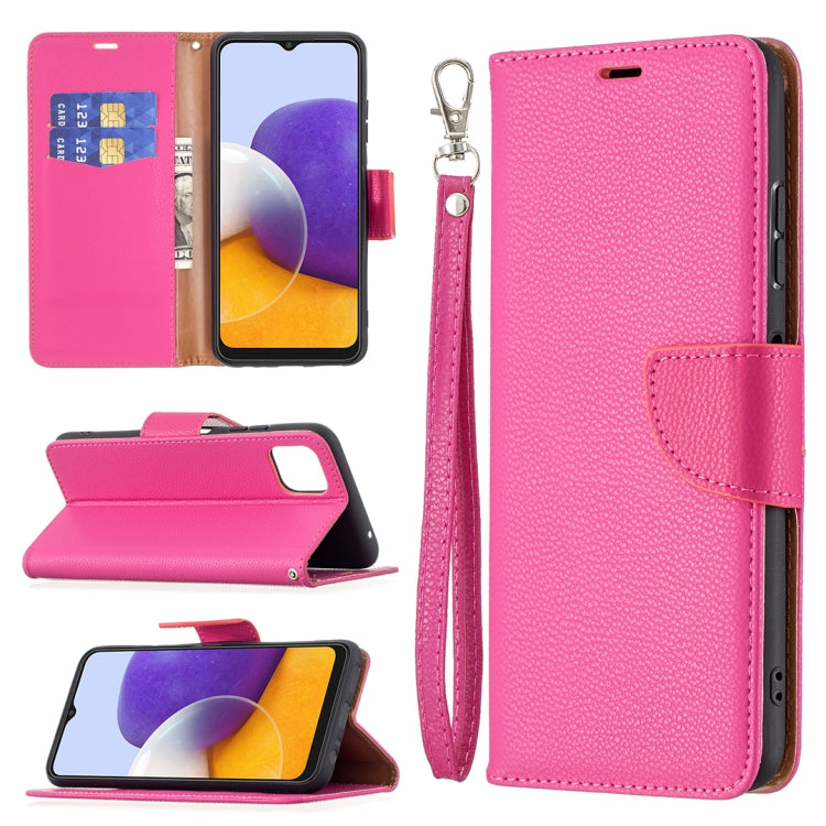 For Samsung Galaxy A22 5G Litchi Texture Pure Color Horizontal Flip Leather Case with Holder & Card Slots & Wallet & Lanyard