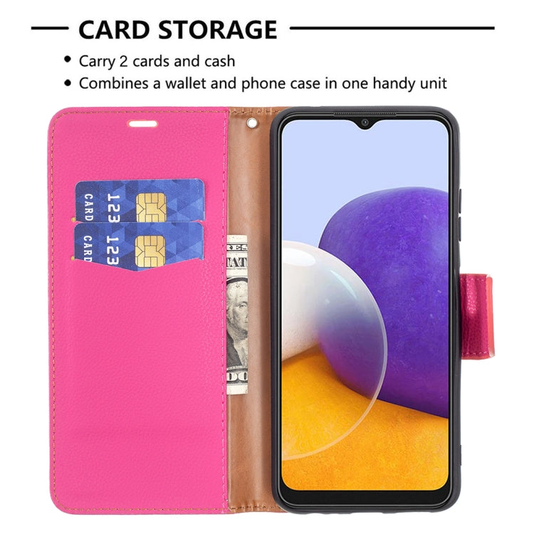 For Samsung Galaxy A22 5G Litchi Texture Pure Color Horizontal Flip Leather Case with Holder & Card Slots & Wallet & Lanyard