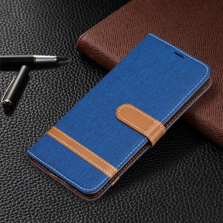For Samsung Galaxy A82 5G Color Matching Denim Texture Horizontal Flip Leather Case with Holder & Card Slots & Wallet & Lanyard