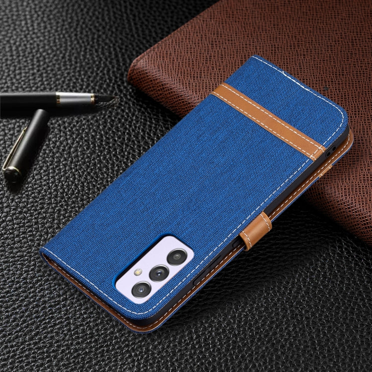 For Samsung Galaxy A82 5G Color Matching Denim Texture Horizontal Flip Leather Case with Holder & Card Slots & Wallet & Lanyard