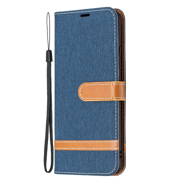 For Samsung Galaxy A82 5G Color Matching Denim Texture Horizontal Flip Leather Case with Holder & Card Slots & Wallet & Lanyard