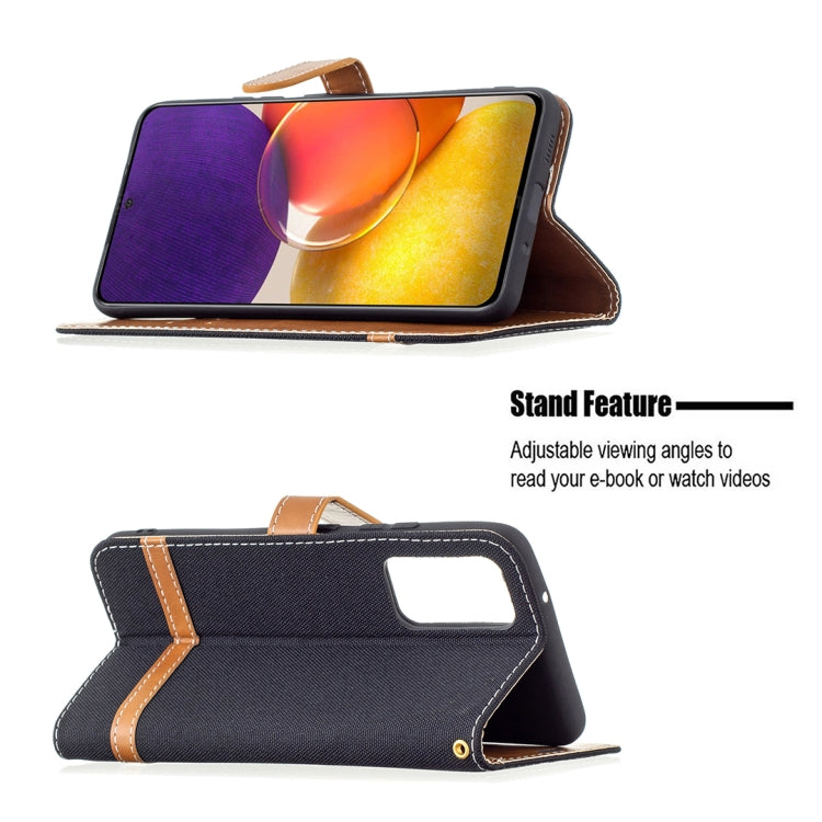 For Samsung Galaxy A82 5G Color Matching Denim Texture Horizontal Flip Leather Case with Holder & Card Slots & Wallet & Lanyard