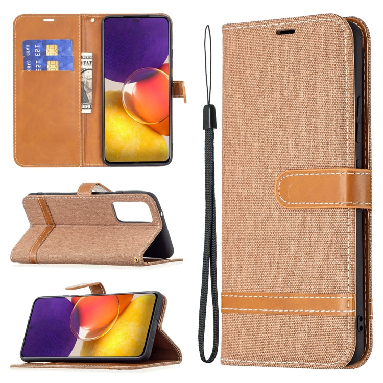 For Samsung Galaxy A82 5G Color Matching Denim Texture Horizontal Flip Leather Case with Holder & Card Slots & Wallet & Lanyard