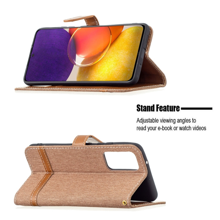 For Samsung Galaxy A82 5G Color Matching Denim Texture Horizontal Flip Leather Case with Holder & Card Slots & Wallet & Lanyard