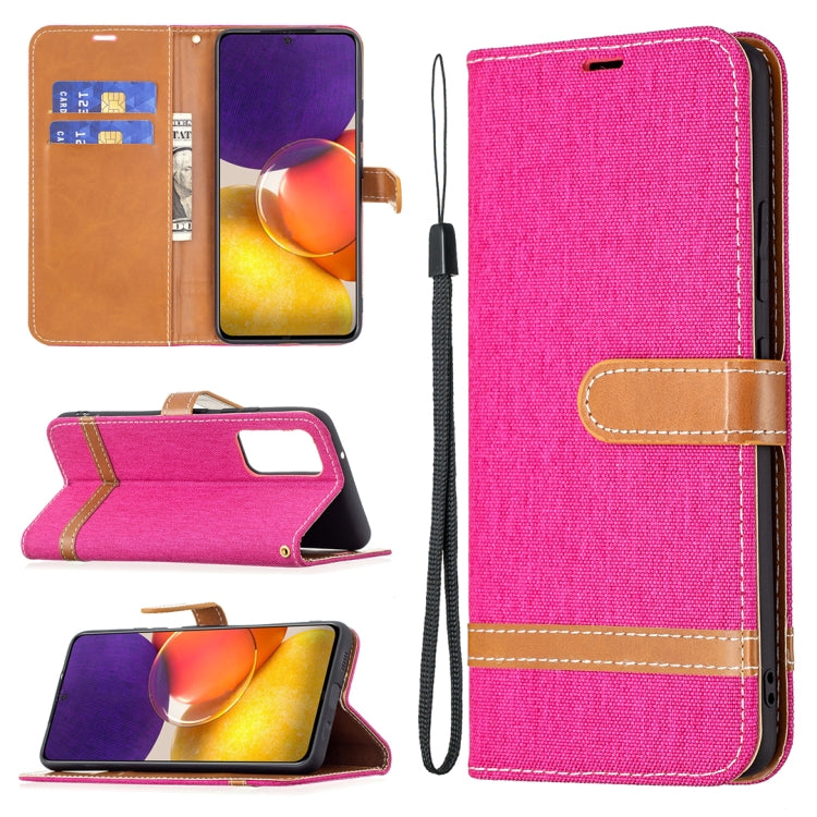 For Samsung Galaxy A82 5G Color Matching Denim Texture Horizontal Flip Leather Case with Holder & Card Slots & Wallet & Lanyard