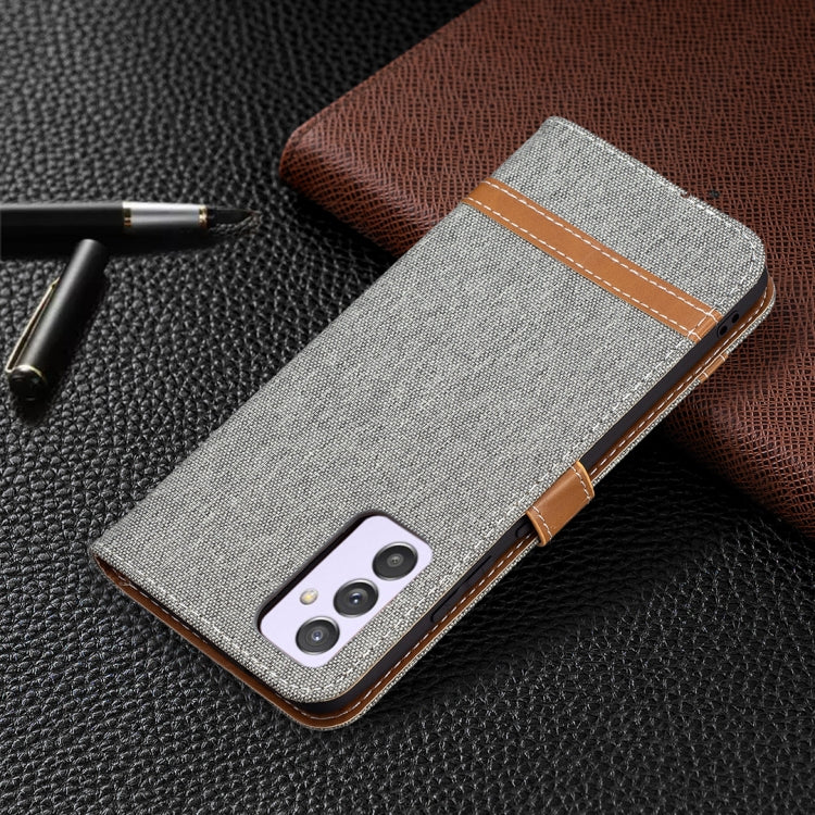 For Samsung Galaxy A82 5G Color Matching Denim Texture Horizontal Flip Leather Case with Holder & Card Slots & Wallet & Lanyard