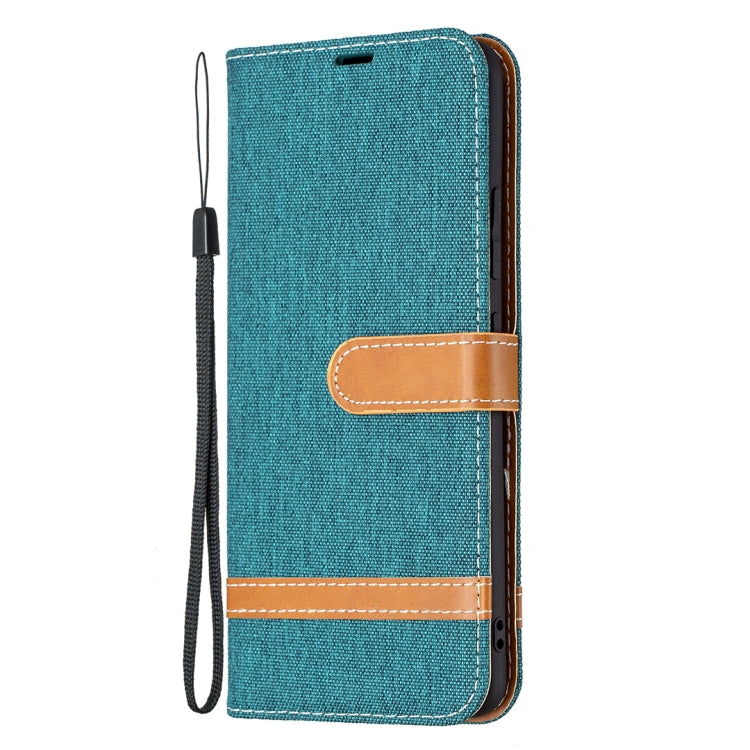For Samsung Galaxy A82 5G Color Matching Denim Texture Horizontal Flip Leather Case with Holder & Card Slots & Wallet & Lanyard