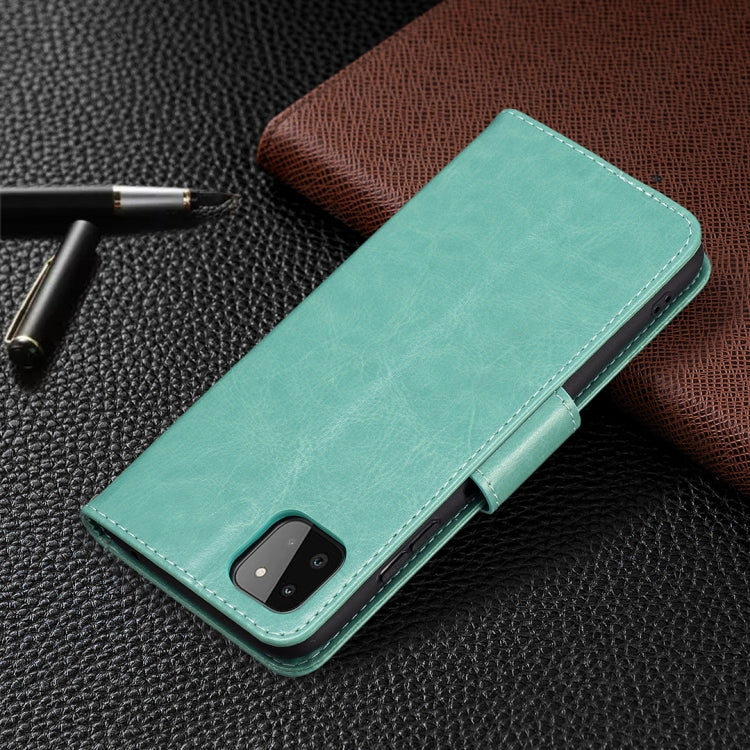 For Samsung Galaxy A22 5G Embossing Two Butterflies Pattern Horizontal Flip PU Leather Case with Holder & Card Slot & Wallet & Lanyard