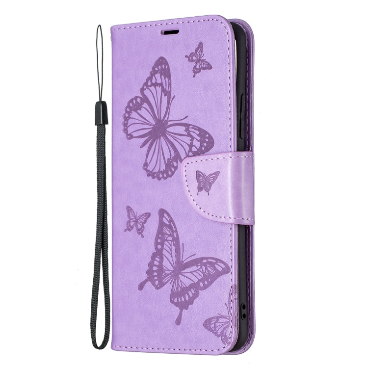 For Samsung Galaxy A82 5G Embossing Two Butterflies Pattern Horizontal Flip PU Leather Case with Holder & Card Slot & Wallet & Lanyard