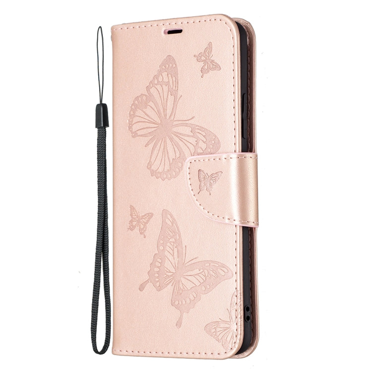 For Samsung Galaxy A82 5G Embossing Two Butterflies Pattern Horizontal Flip PU Leather Case with Holder & Card Slot & Wallet & Lanyard