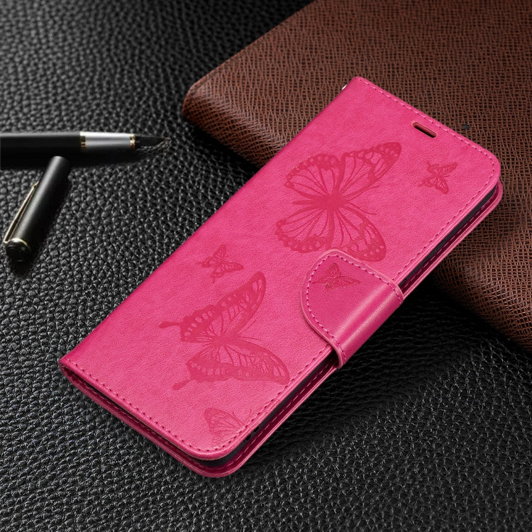 For Samsung Galaxy A82 5G Embossing Two Butterflies Pattern Horizontal Flip PU Leather Case with Holder & Card Slot & Wallet & Lanyard