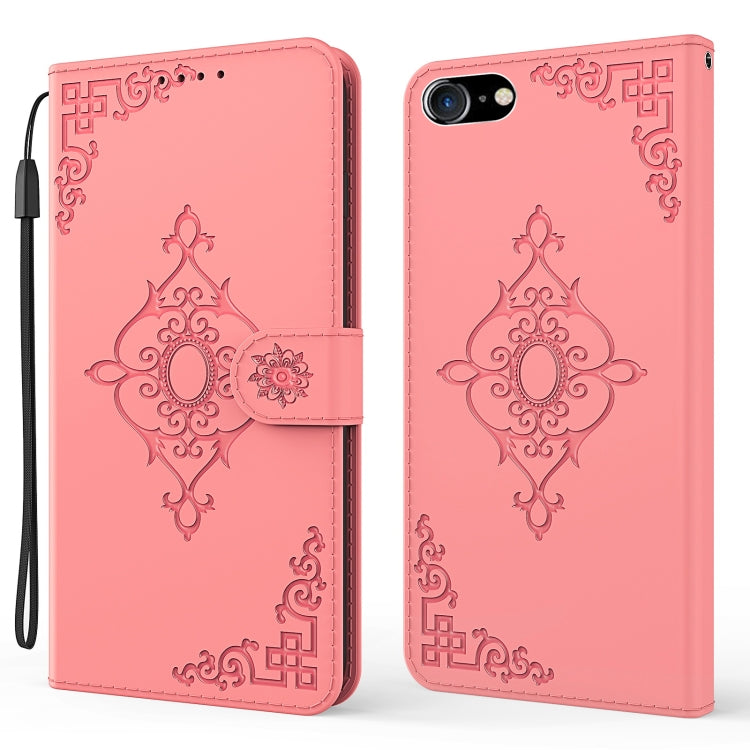 Embossed Fortune Flower Pattern Horizontal Flip Leather Case with Holder & Card Slot & Wallet & Lanyard For iPhone 8 Plus & 7 Plus
