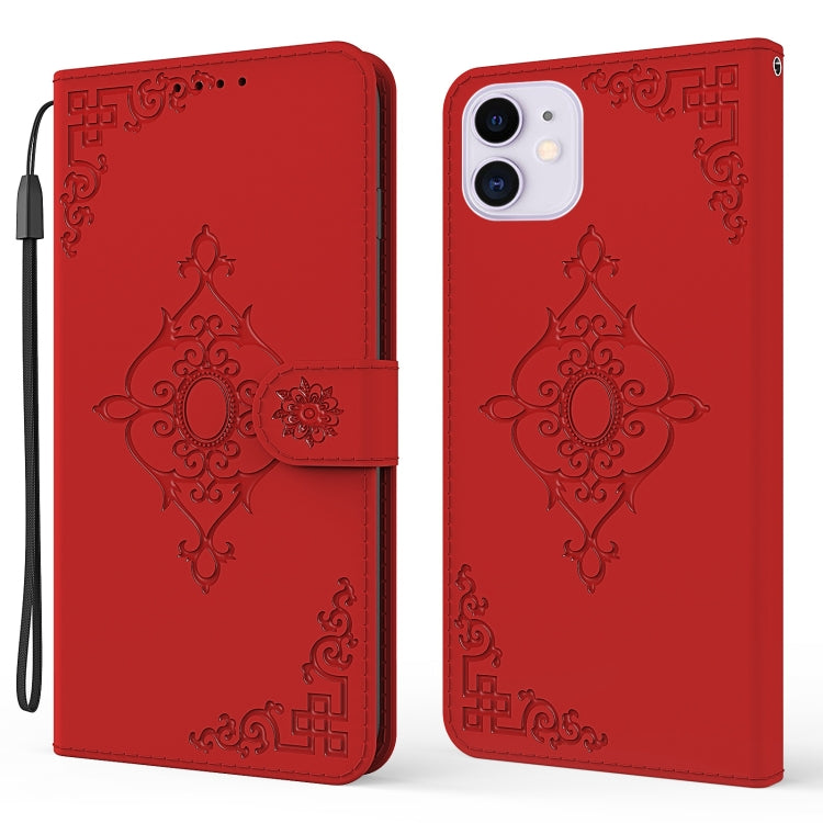 Embossed Fortune Flower Pattern Horizontal Flip Leather Case with Holder & Card Slot & Wallet & Lanyard For iPhone 11