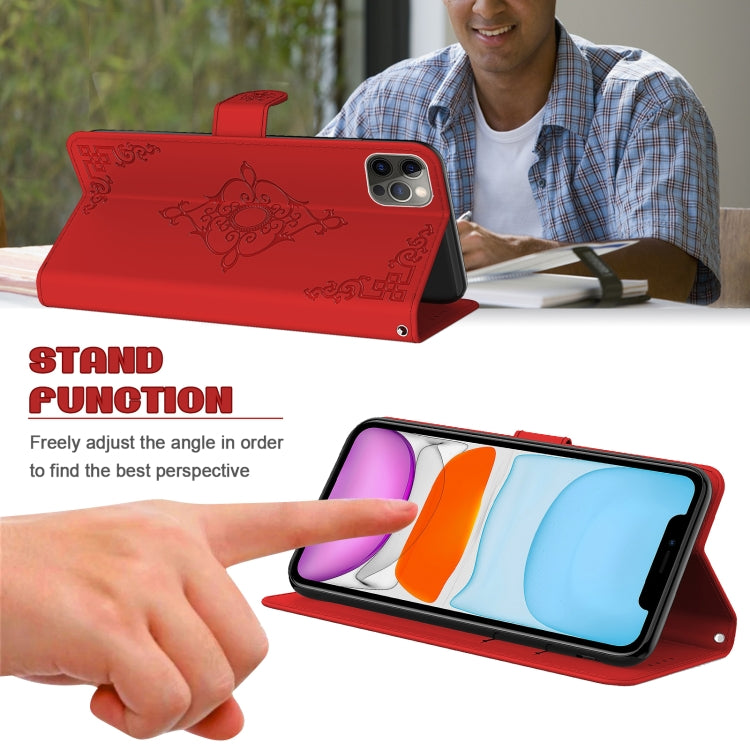 Embossed Fortune Flower Pattern Horizontal Flip Leather Case with Holder & Card Slot & Wallet & Lanyard For iPhone 11