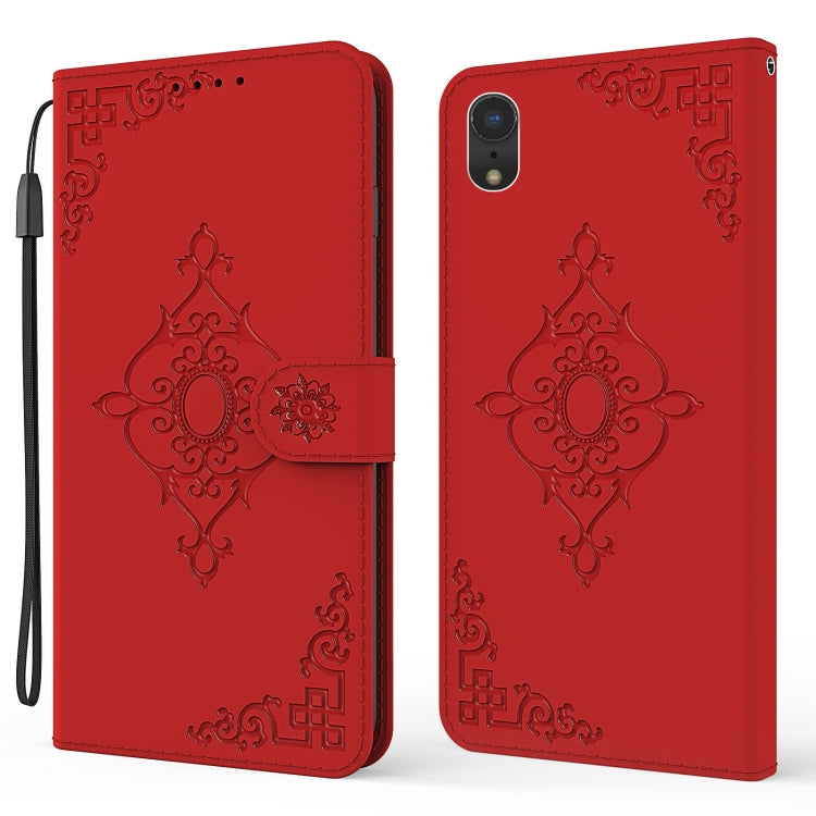 For iPhone XR Embossed Fortune Flower Pattern Horizontal Flip Leather Case with Holder & Card Slot & Wallet & Lanyard