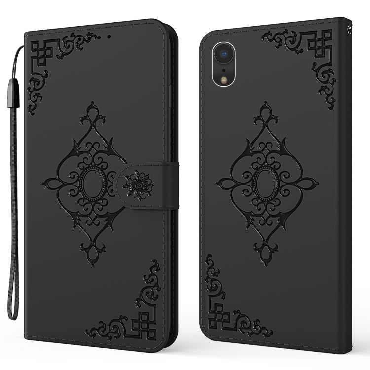 For iPhone XR Embossed Fortune Flower Pattern Horizontal Flip Leather Case with Holder & Card Slot & Wallet & Lanyard
