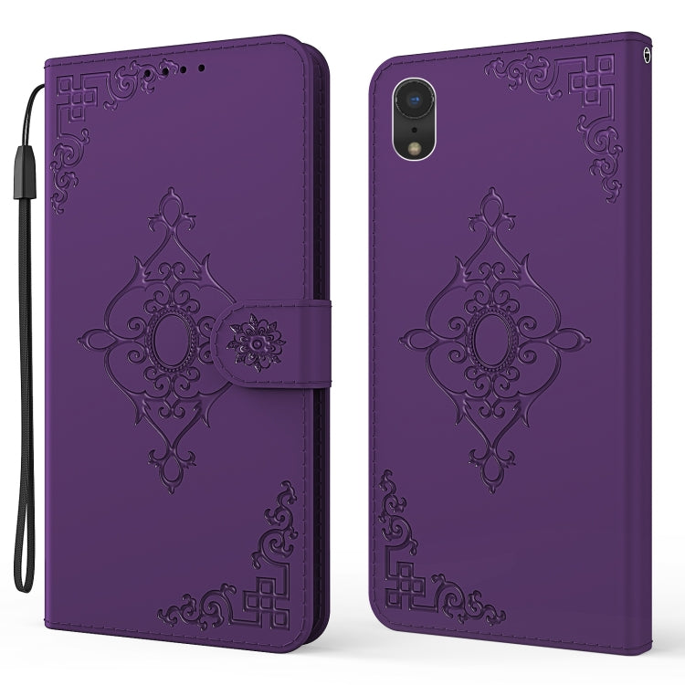 For iPhone XR Embossed Fortune Flower Pattern Horizontal Flip Leather Case with Holder & Card Slot & Wallet & Lanyard