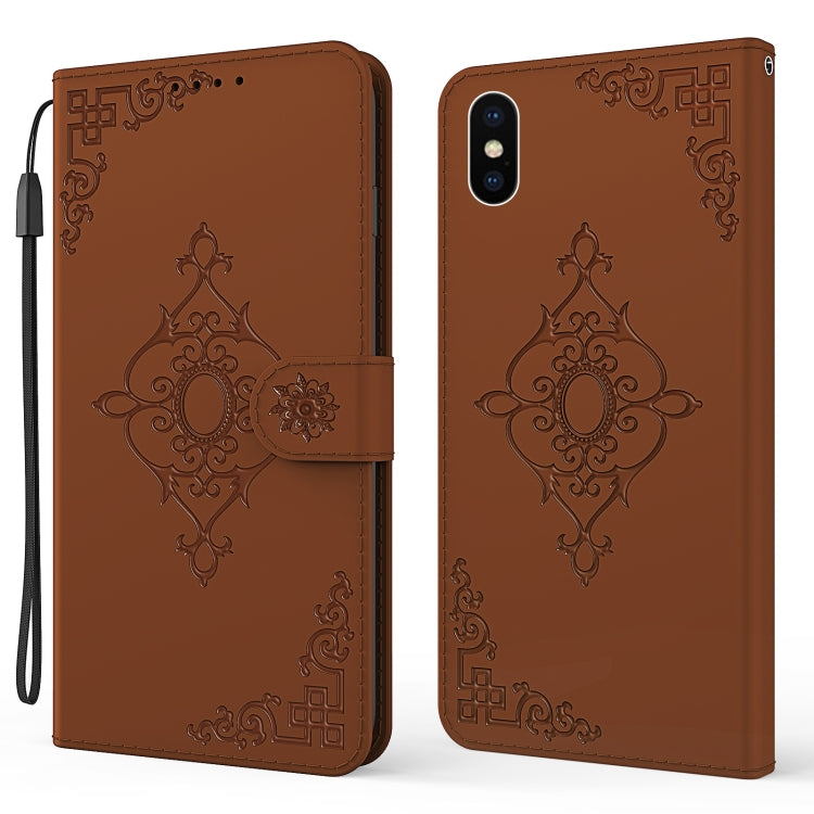 For iPhone XS Max Embossed Fortune Flower Pattern Horizontal Flip Leather Case with Holder & Card Slot & Wallet & Lanyard
