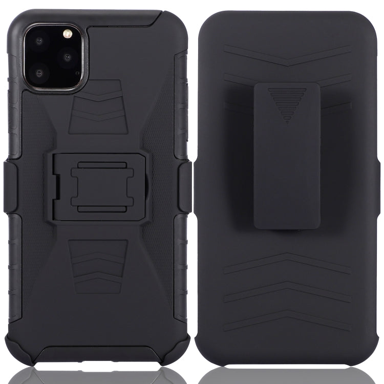 For iPhone 11 Pro Max PC + Silicone Back Clip Sliding Sleeve Protective Case(Black)