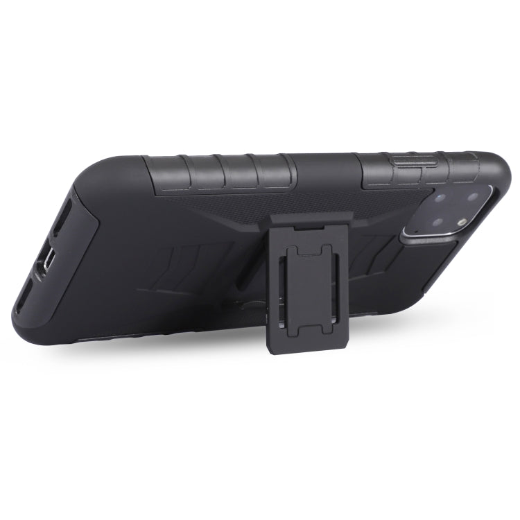 For iPhone 11 PC + Silicone Back Clip Sliding Sleeve Protective Case(Black)
