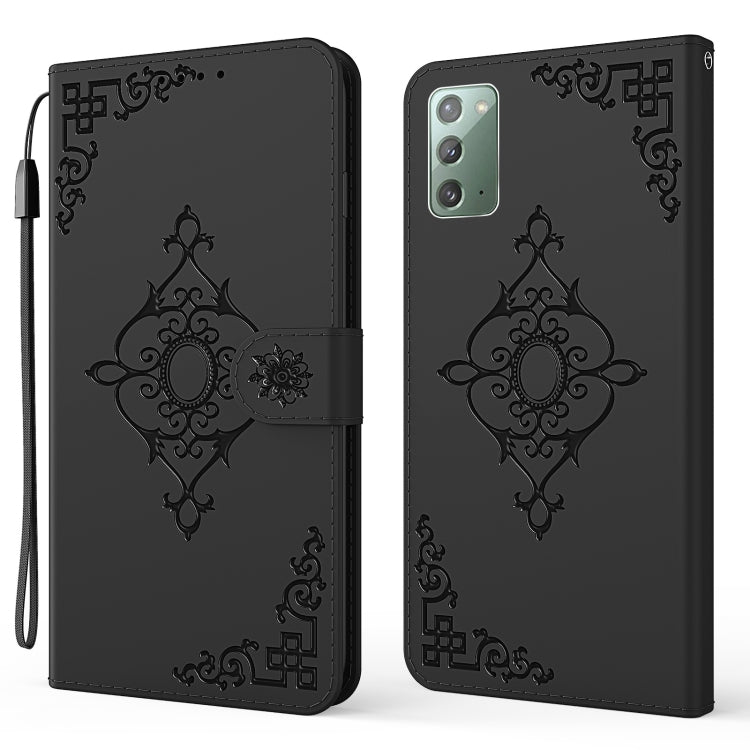For Samsung Galaxy Note20 4G / 5G Embossed Fortune Flower Pattern Horizontal Flip Leather Case with Holder & Card Slot & Wallet & Lanyard