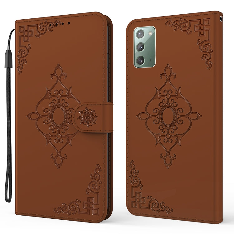 For Samsung Galaxy Note20 4G / 5G Embossed Fortune Flower Pattern Horizontal Flip Leather Case with Holder & Card Slot & Wallet & Lanyard