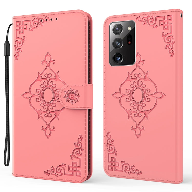 For Samsung Galaxy Note20 Ultra 4G / 5G Embossed Fortune Flower Pattern Horizontal Flip Leather Case with Holder & Card Slot & Wallet & Lanyard
