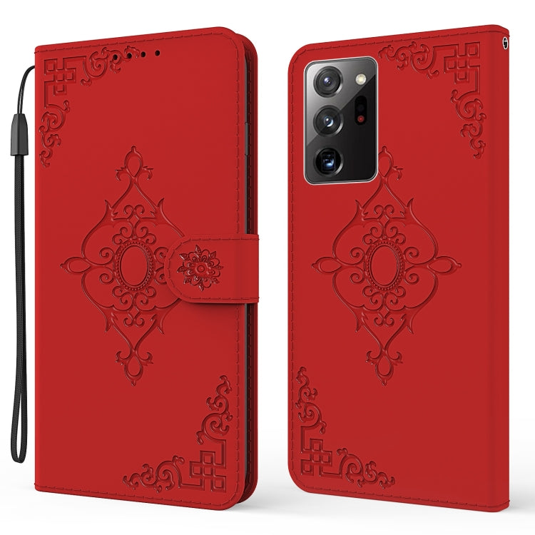 For Samsung Galaxy Note20 Ultra 4G / 5G Embossed Fortune Flower Pattern Horizontal Flip Leather Case with Holder & Card Slot & Wallet & Lanyard