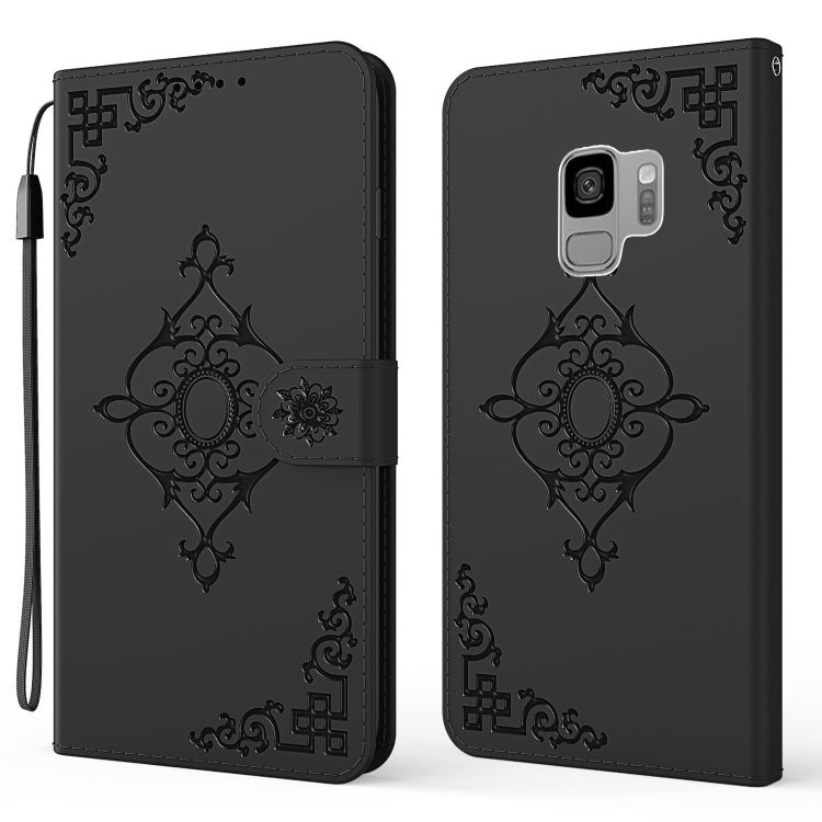 For Samsung Galaxy S9 Embossed Fortune Flower Pattern Horizontal Flip Leather Case with Holder & Card Slot & Wallet & Lanyard