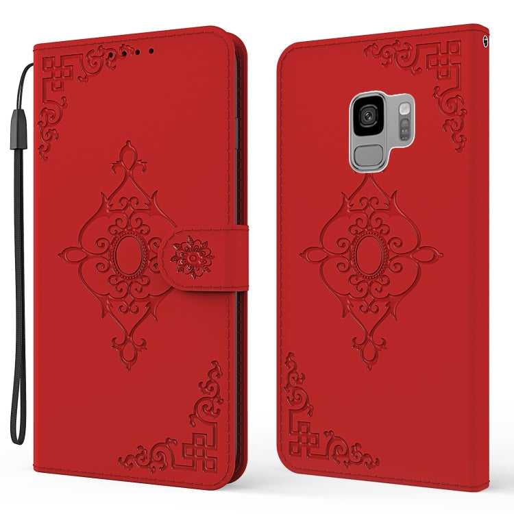 For Samsung Galaxy S9 Embossed Fortune Flower Pattern Horizontal Flip Leather Case with Holder & Card Slot & Wallet & Lanyard