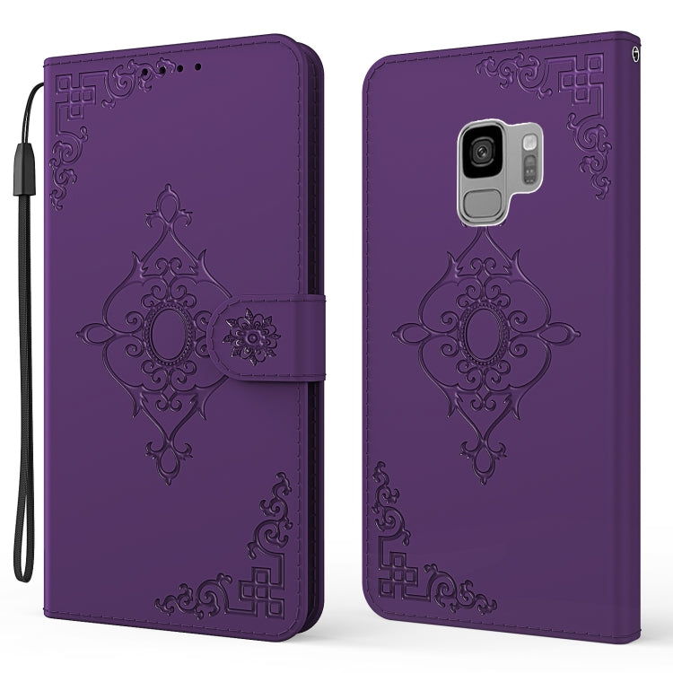 For Samsung Galaxy S9 Embossed Fortune Flower Pattern Horizontal Flip Leather Case with Holder & Card Slot & Wallet & Lanyard