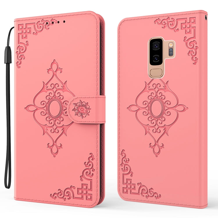 For Samsung Galaxy S9+ Embossed Fortune Flower Pattern Horizontal Flip Leather Case with Holder & Card Slot & Wallet & Lanyard