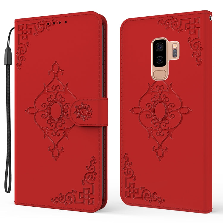For Samsung Galaxy S9+ Embossed Fortune Flower Pattern Horizontal Flip Leather Case with Holder & Card Slot & Wallet & Lanyard