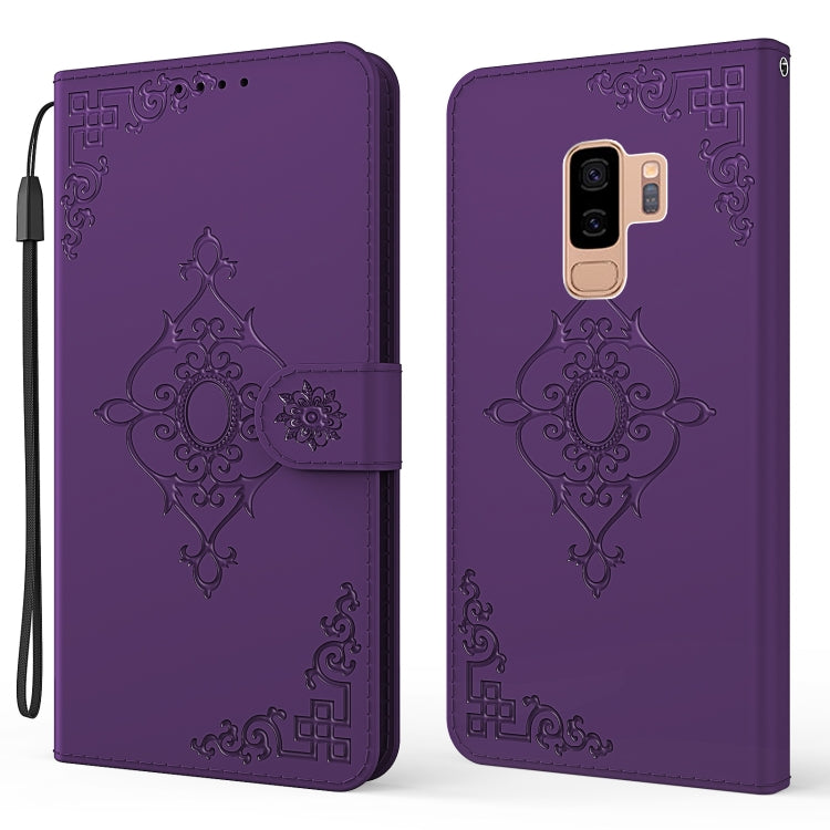 For Samsung Galaxy S9+ Embossed Fortune Flower Pattern Horizontal Flip Leather Case with Holder & Card Slot & Wallet & Lanyard