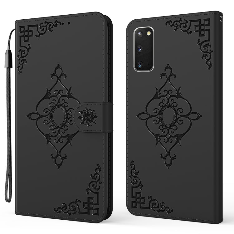 For Samsung Galaxy S20 Embossed Fortune Flower Pattern Horizontal Flip Leather Case with Holder & Card Slot & Wallet & Lanyard