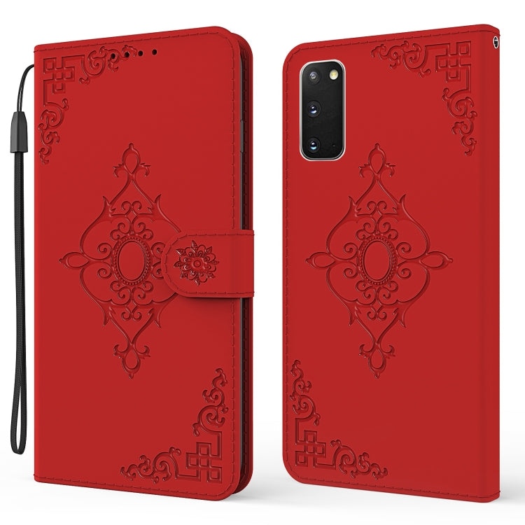 For Samsung Galaxy S20 Embossed Fortune Flower Pattern Horizontal Flip Leather Case with Holder & Card Slot & Wallet & Lanyard