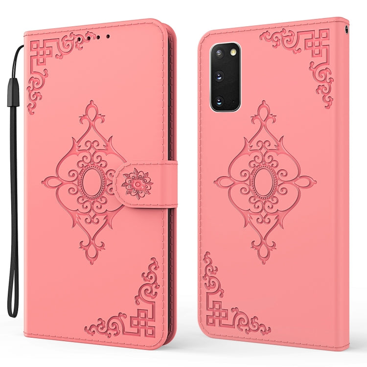 For Samsung Galaxy S20+ Embossed Fortune Flower Pattern Horizontal Flip Leather Case with Holder & Card Slot & Wallet & Lanyard