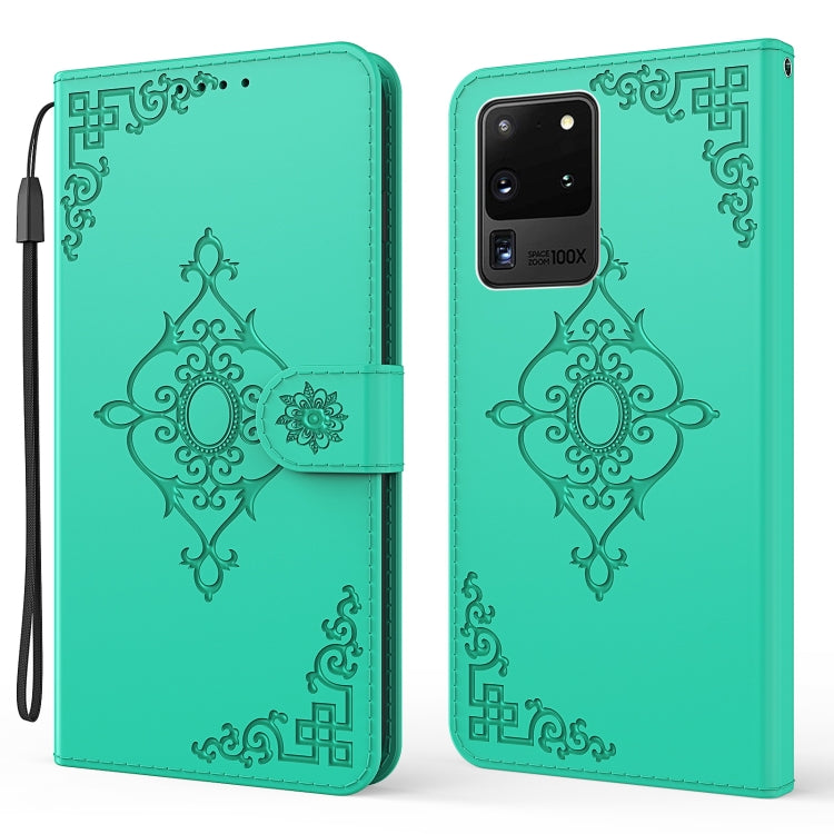 For Samsung Galaxy S20 Ultra Embossed Fortune Flower Pattern Horizontal Flip Leather Case with Holder & Card Slot & Wallet & Lanyard