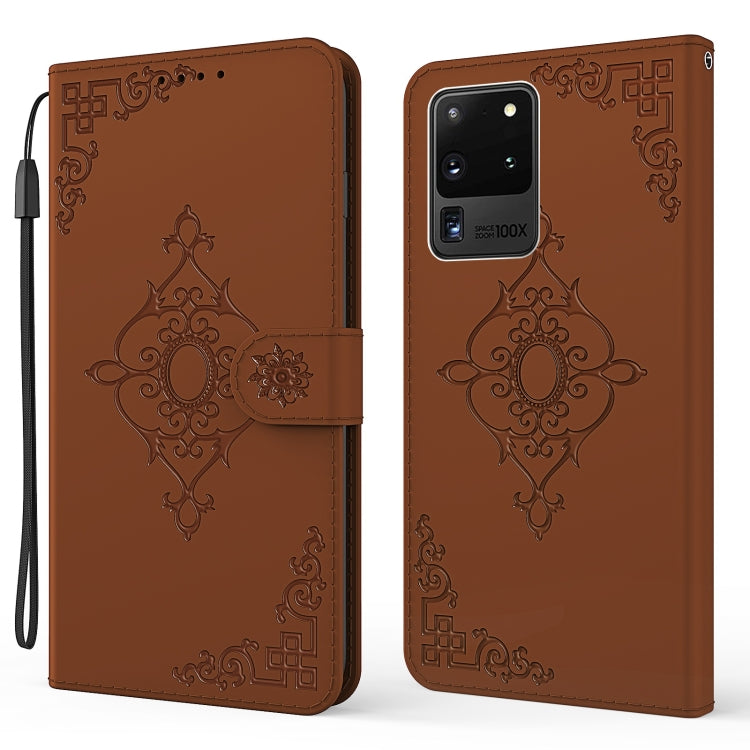 For Samsung Galaxy S20 Ultra Embossed Fortune Flower Pattern Horizontal Flip Leather Case with Holder & Card Slot & Wallet & Lanyard
